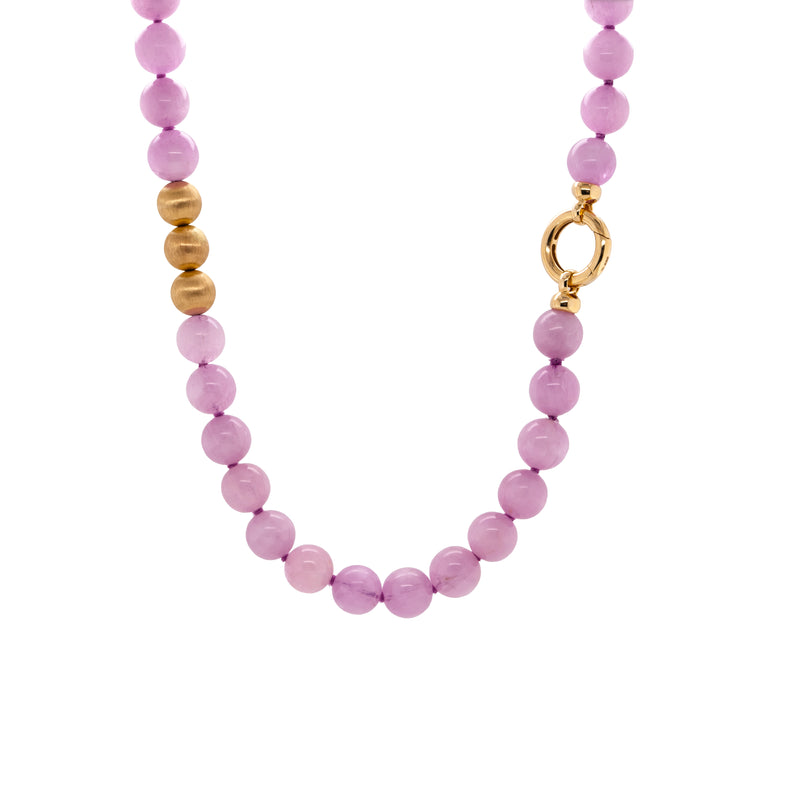 KUNZITE & GOLD BEADS NECKLACE