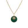 LARGE MALACHITE MEDALLION & STARBURST DIAMOND CHARM NECKLACE