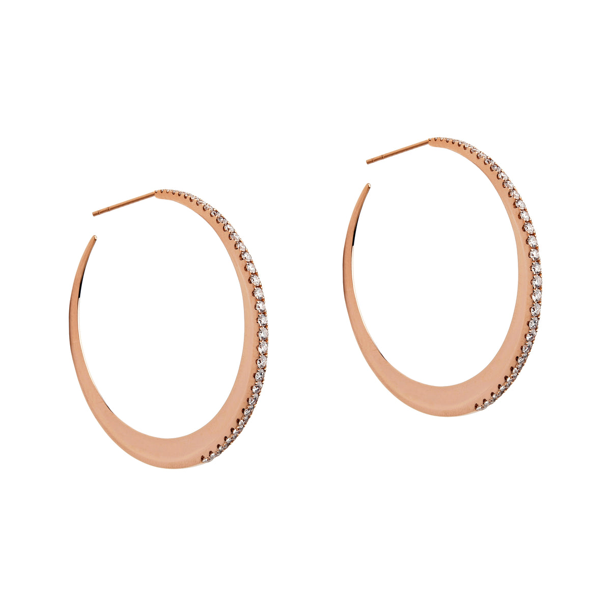 MEDIUM DIAMOND MOON HOOPS - Bridget King Jewelry